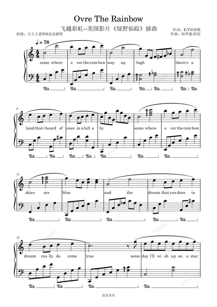 图片[2]-‌《Over the Rainbow》‌歌词曲谱，奥斯卡歌曲奖-重生者宝典